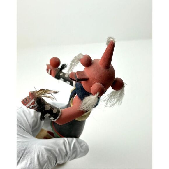 Vintage Native American Hopi Mudhead Kachina Sculpture Original Handmade 8in DV2 - Picture 3 of 8